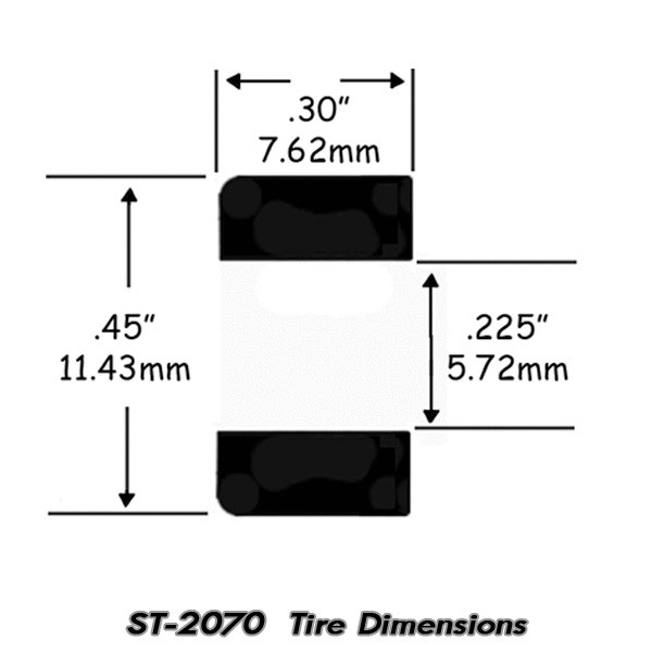 ST 2070 1/64 HO Scale Slot Car Tire for Tyco Magnum 440-X2 - Rears
