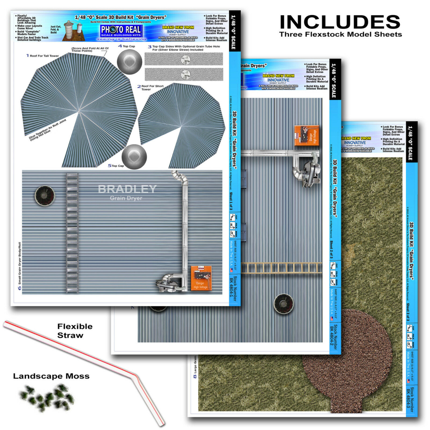 BK 4804 1:48 Scale "Grain Dryers" Photo Real Scale Building Kit