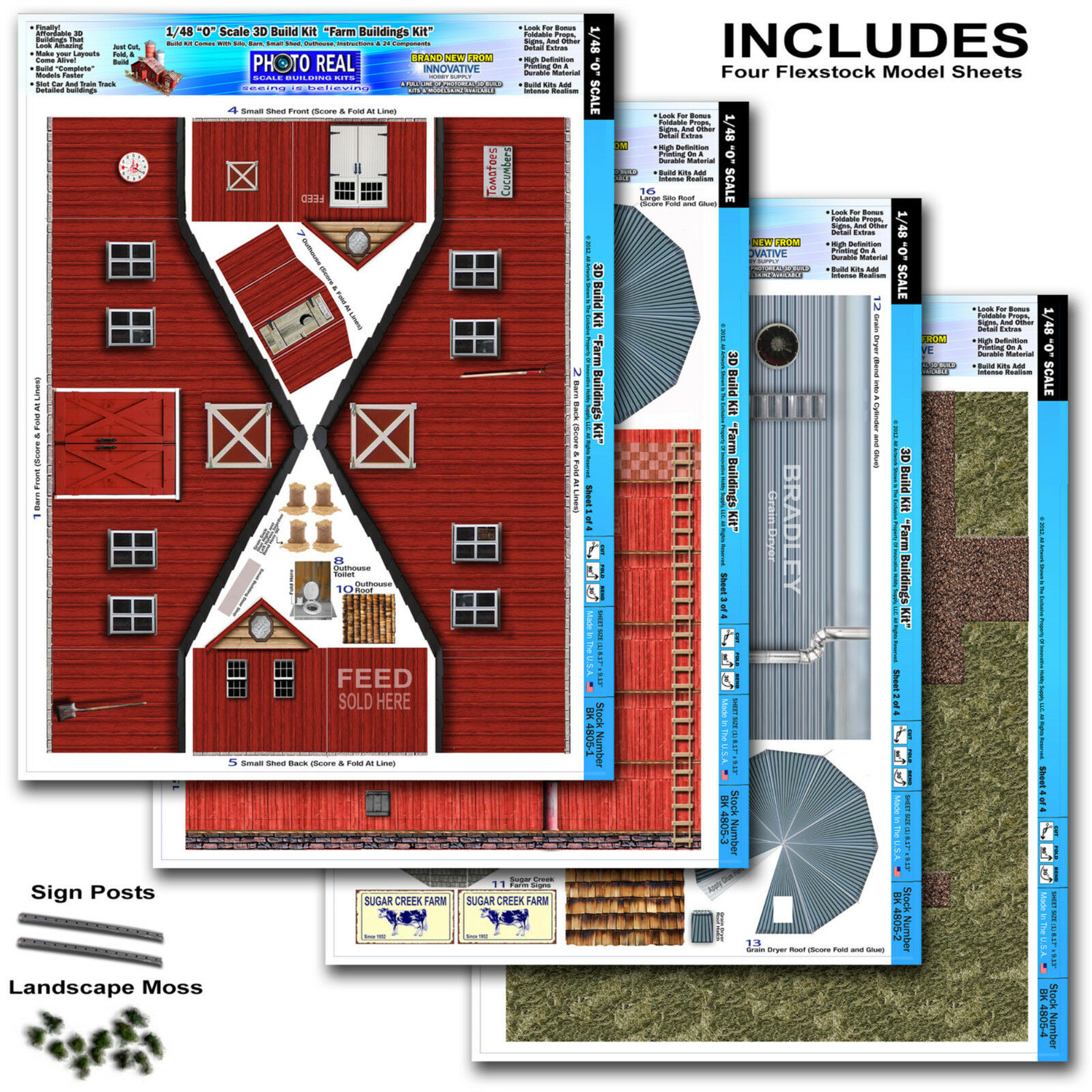 BK 4805 1:48 Scale "Sugar Creek Vintage Farm" Photo Real Scale Building Kit