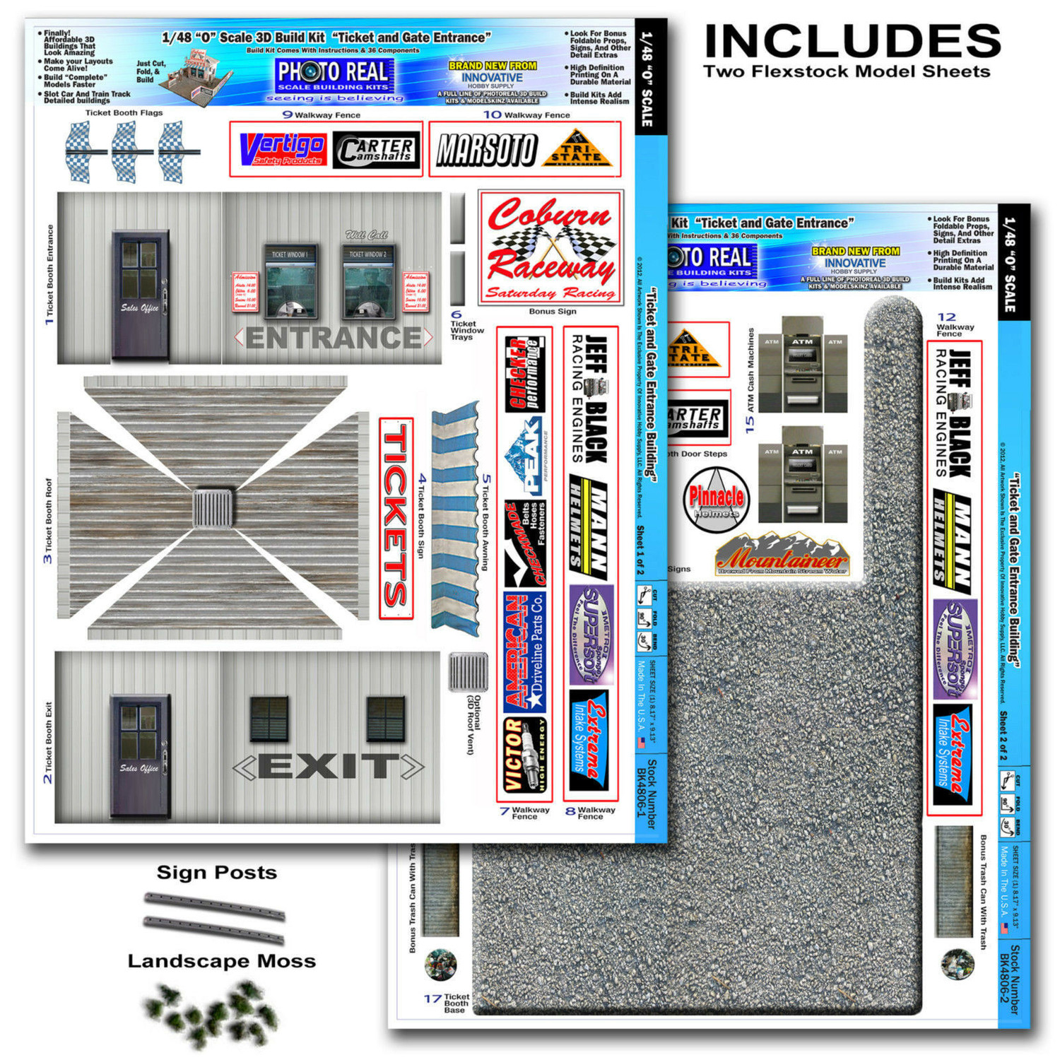 BK 4806 1:48 Scale "Ticket and Gate Entrance" Photo Real Scale Building Kit