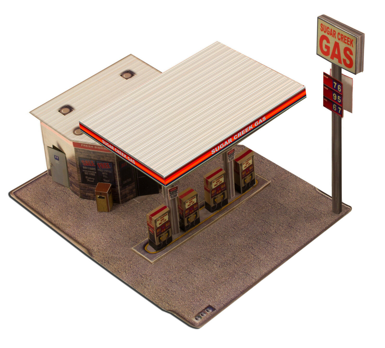 BK 4808 1:48 Scale "Modern Gas Station" Photo Real Scale Building Kit
