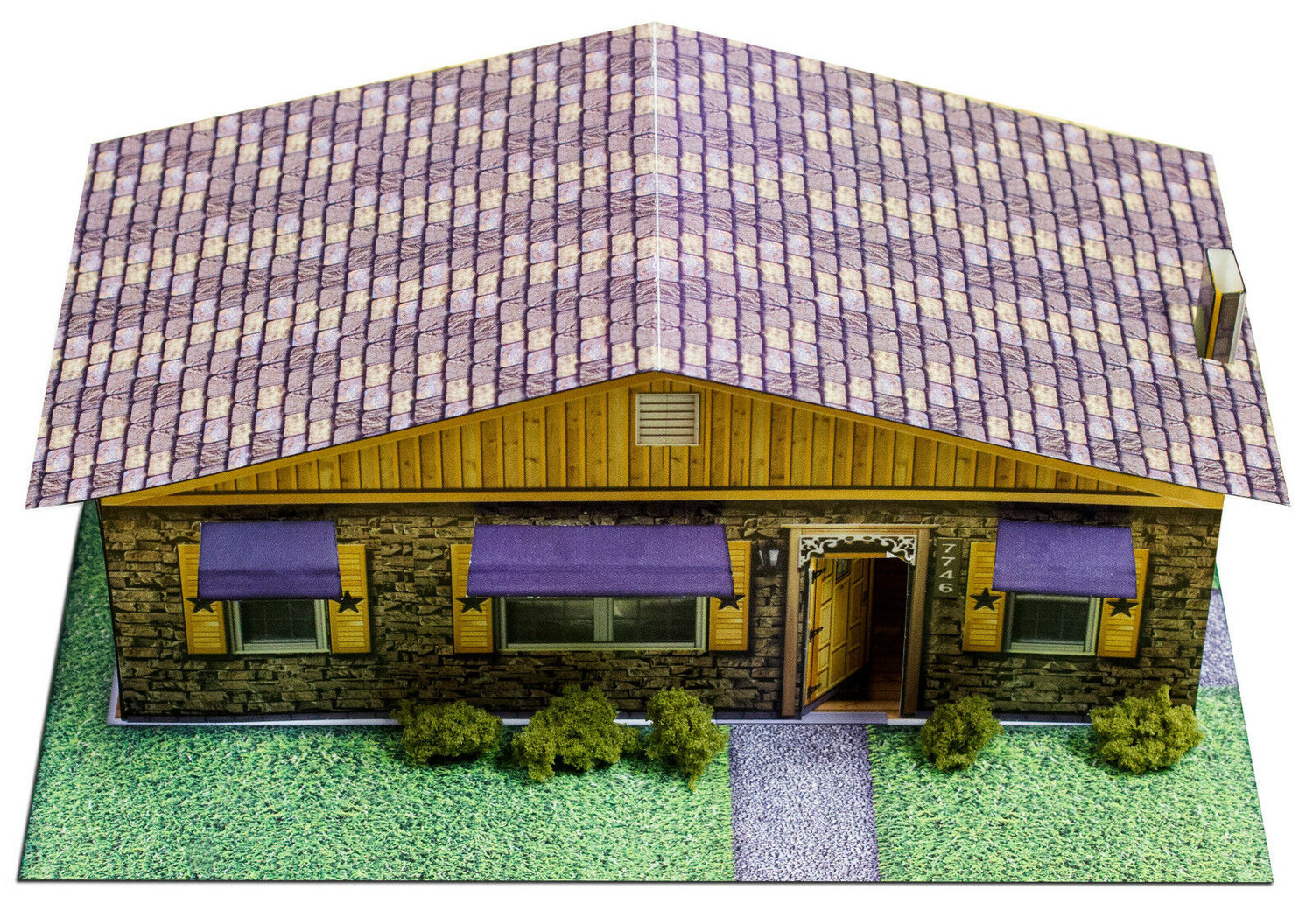 BK 4812 1:48 Scale "Sandstone Brick Rambler House" Photo Real Scale Building Kit