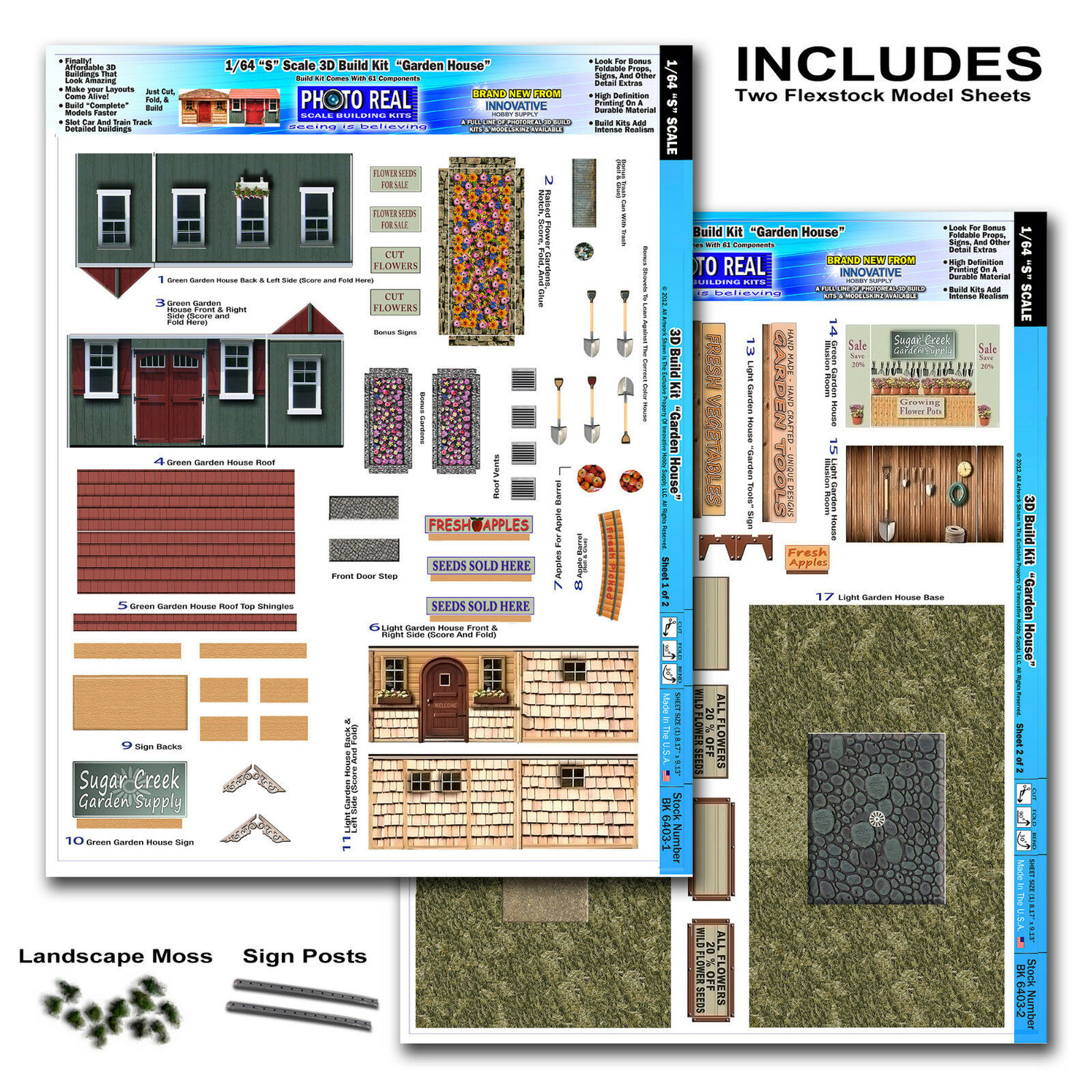 BK 6403 1:64 Scale "Garden Houses" Photo Real Scale Building Kit