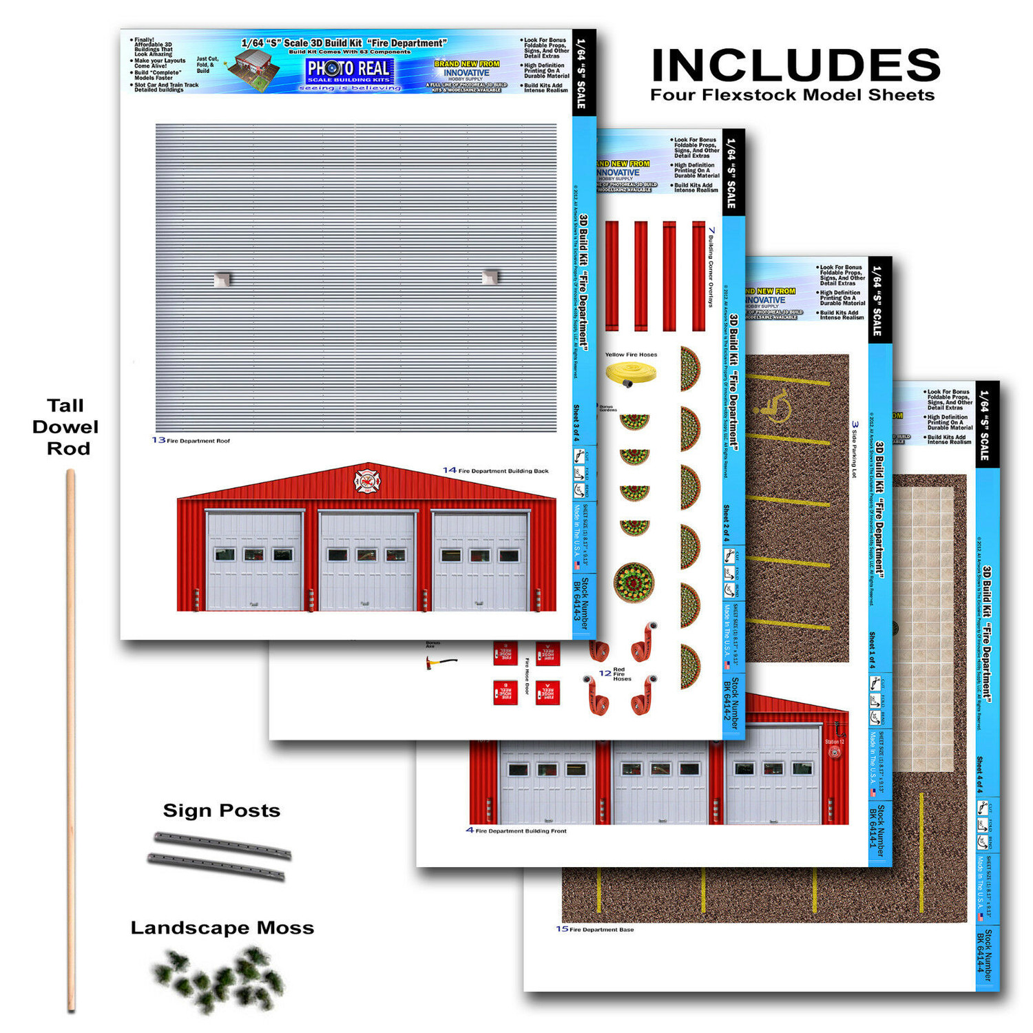 BK 6414 1:64 Scale "Fire Department" Photo Real Scale Building Kit