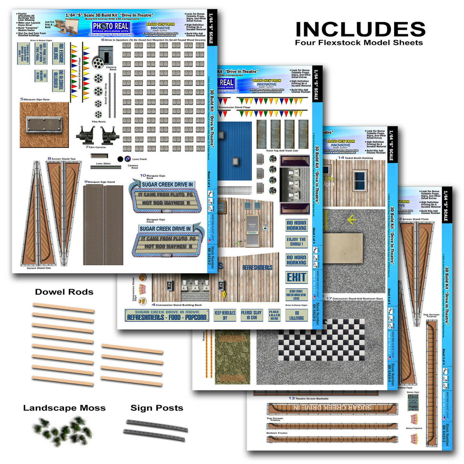 BK 6419 1:64 Scale "Drive In Theatre" Photo Real Scale Building Kit