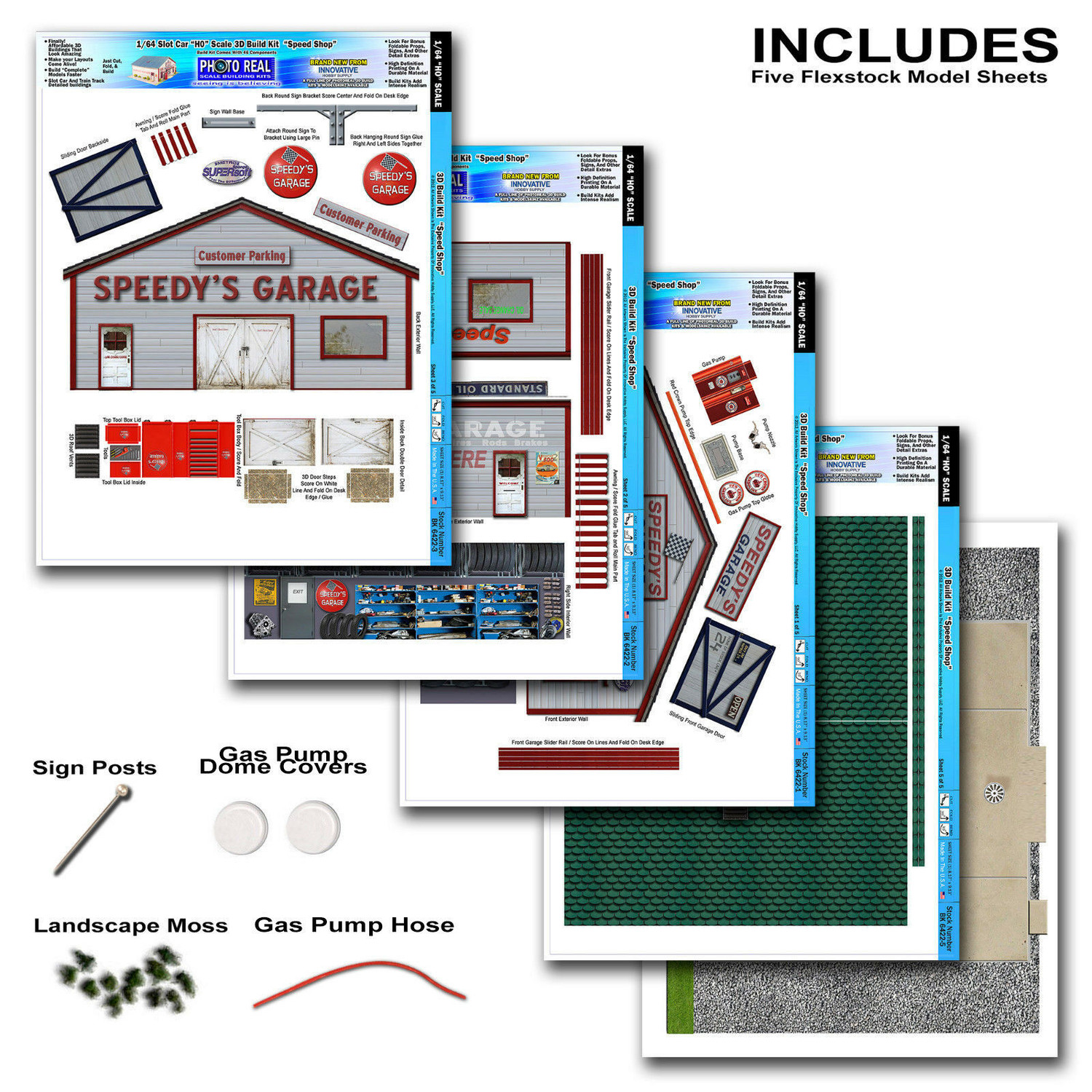 ☆ 1/64 Garage 1:64 Scale - Blue 3 Car Garage with Opened and Closed Garage