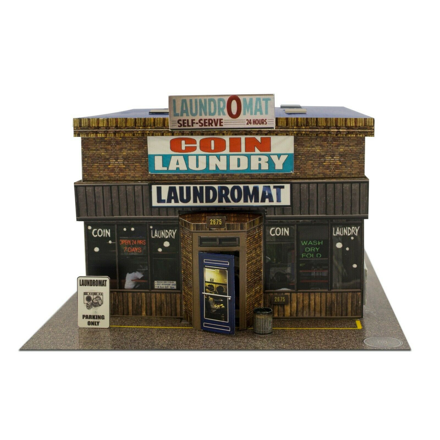 BK 6434 1:64 Scale Slot Car Coin Laundry Laundromat Building Kit