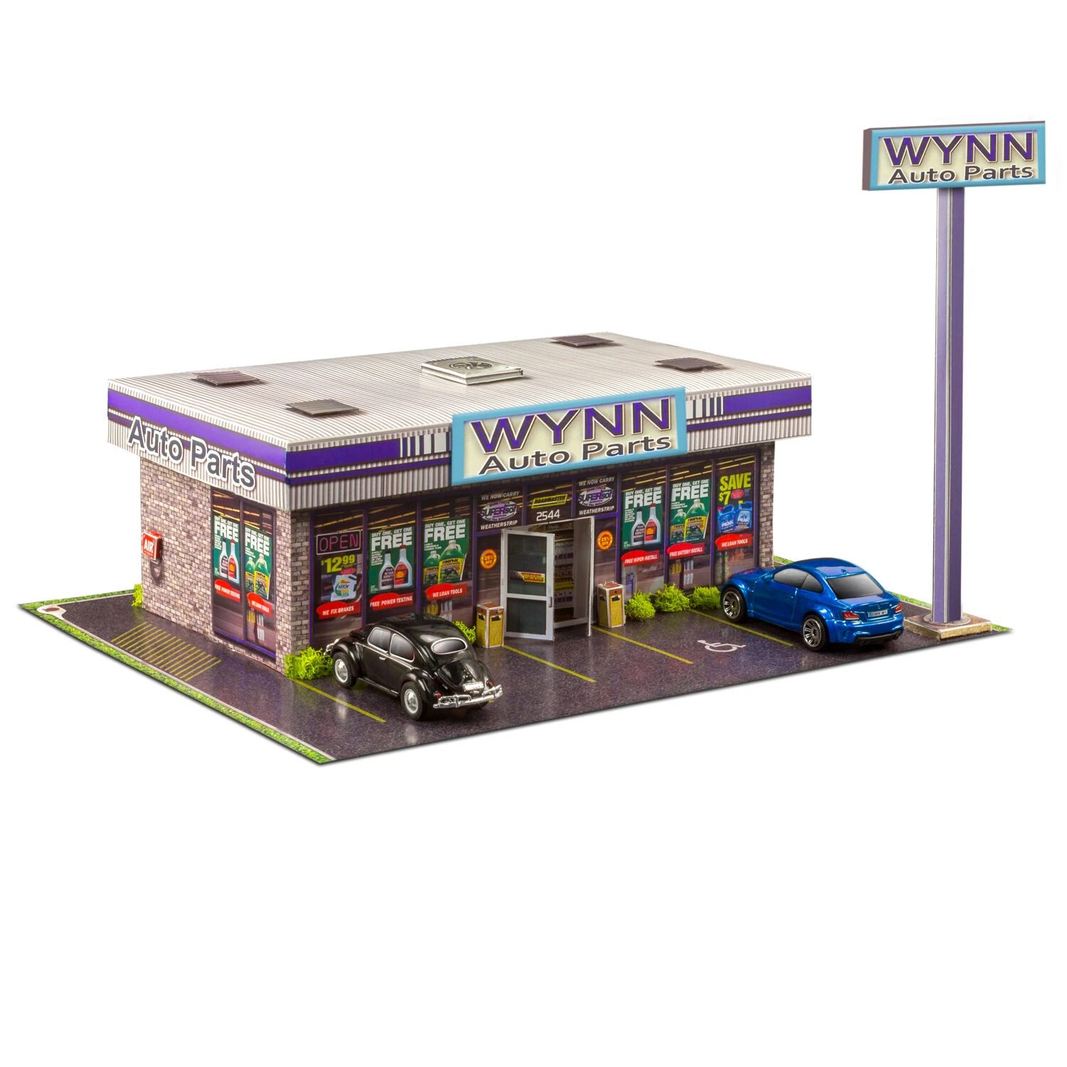 BK 6435 1/64 Slot Car HO Wynn Auto Parts Store Photo Real Kit Model Diorama Scenery