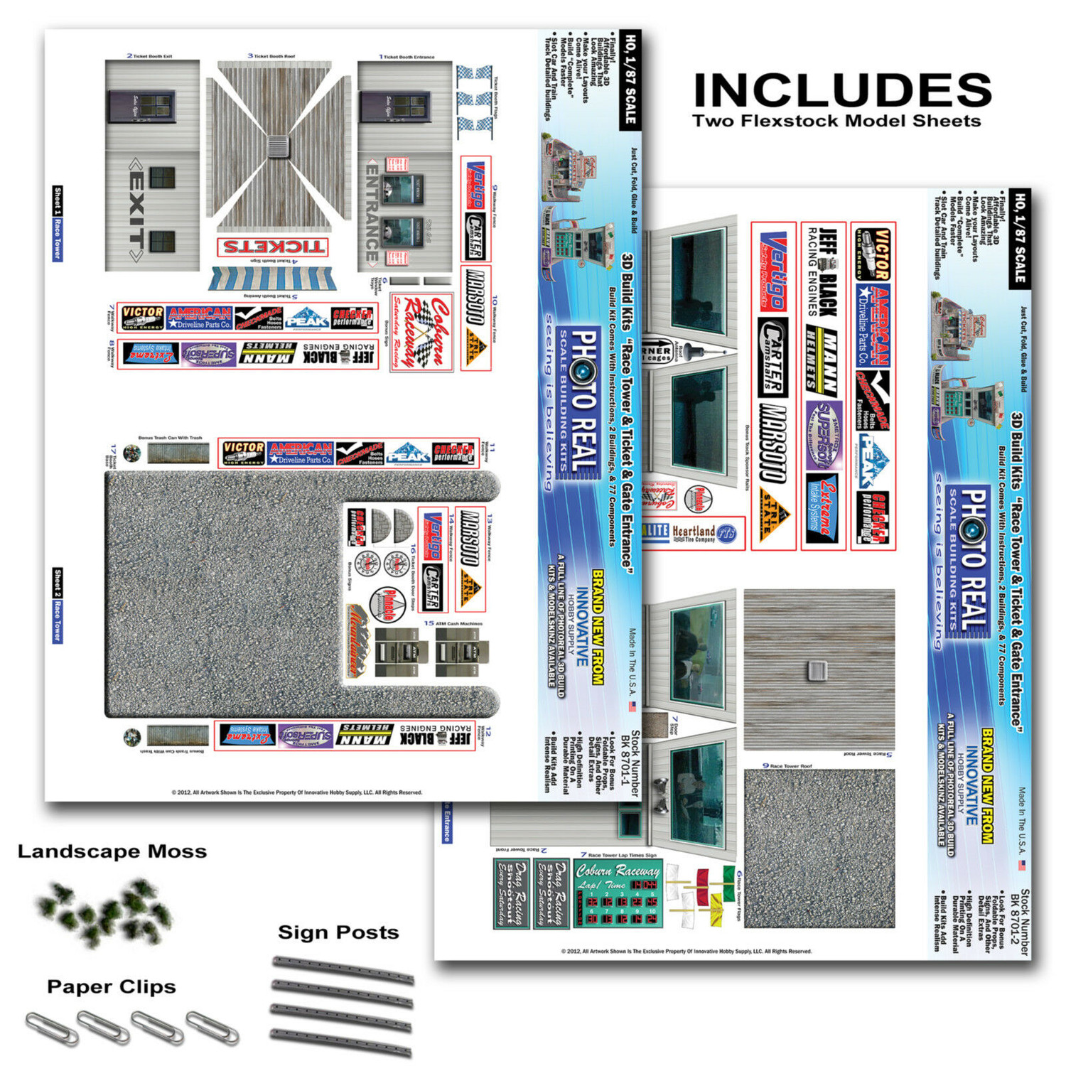 BK 8701 1:87 Scale "Race Tower & Ticket Gate Entrance" Photo Real Scale Building Kit