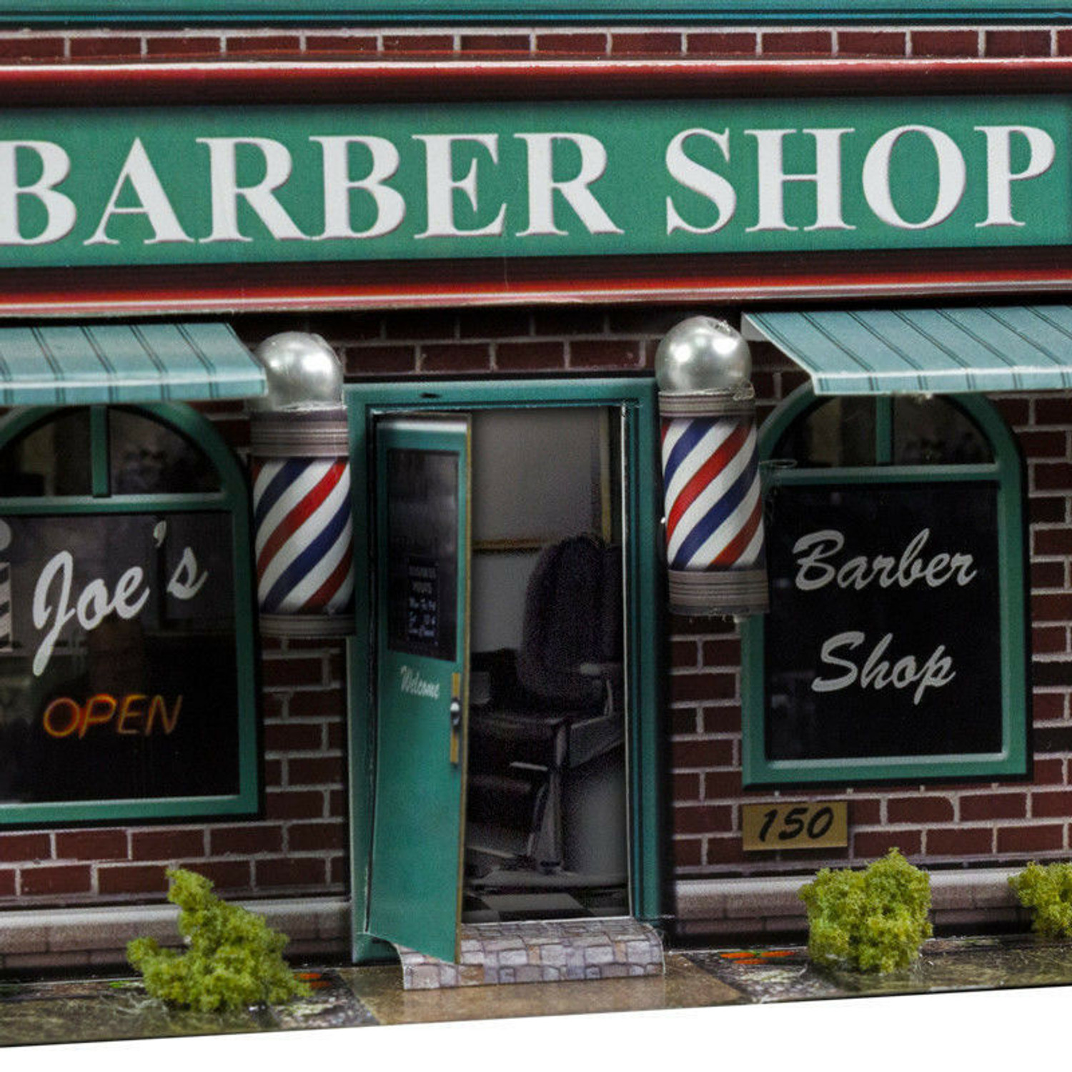 BK 8704 1:87 Scale "Motorcycle Shop  &  Barber Shop" Photo Real Scale Building Kit