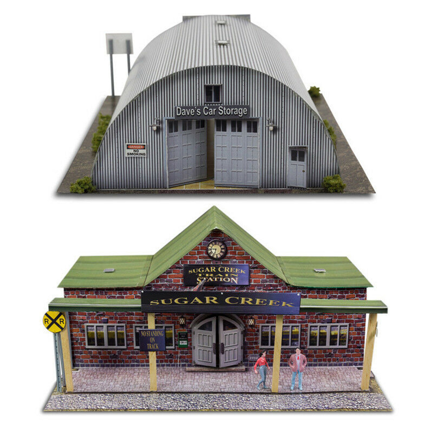 BK 8710 1:87 Scale "Quonset Hut & Train Station" Photo Real Scale Building Kit