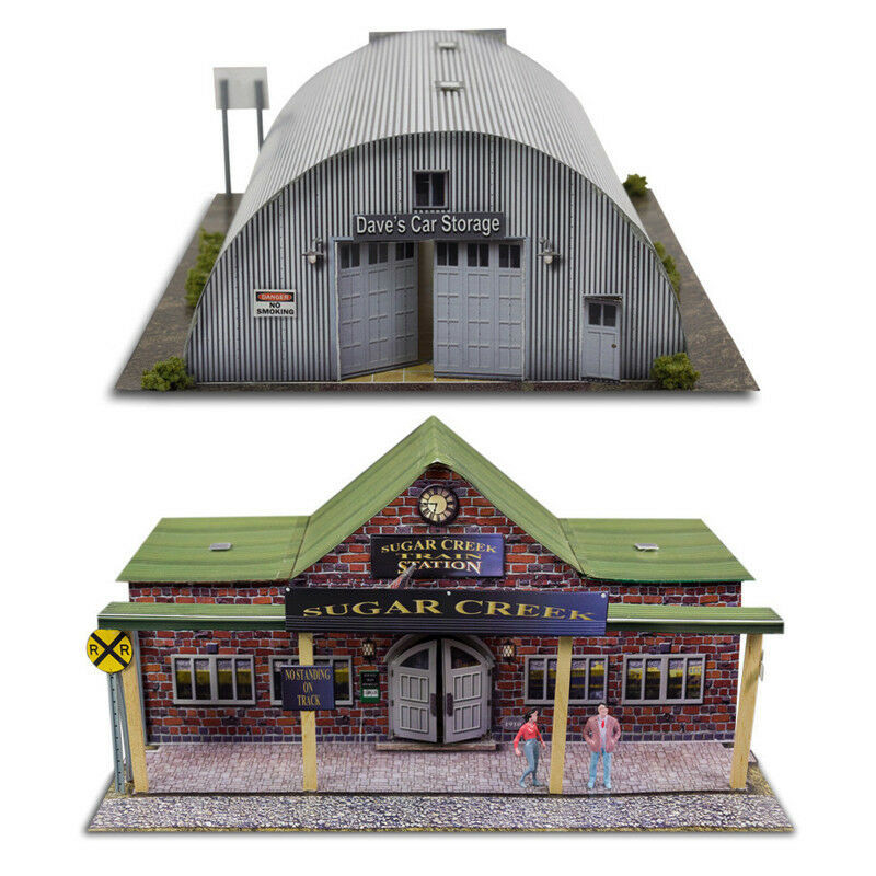 BK 8710 1:87 Scale "Quonset Hut & Train Station" Photo Real Scale Building Kit