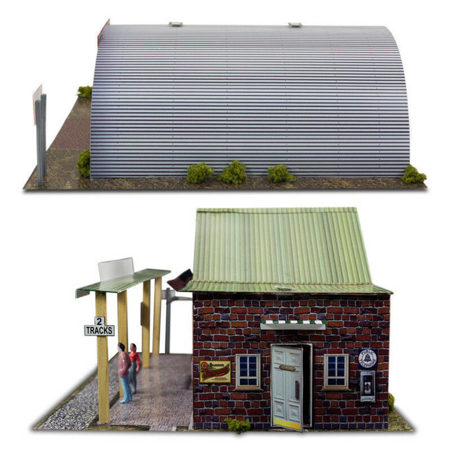 BK 8710 1:87 Scale "Quonset Hut & Train Station" Photo Real Scale Building Kit