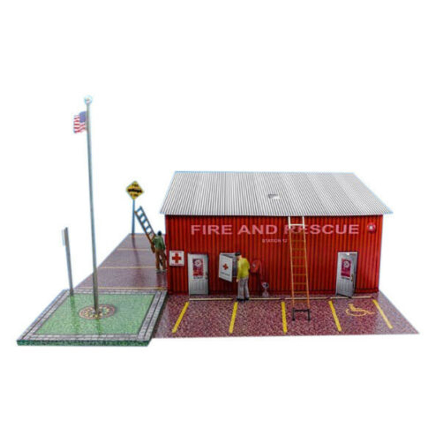 BK 8711 1:87 Scale "Gas Station & Fire Department" Photo Real Scale Building Kit