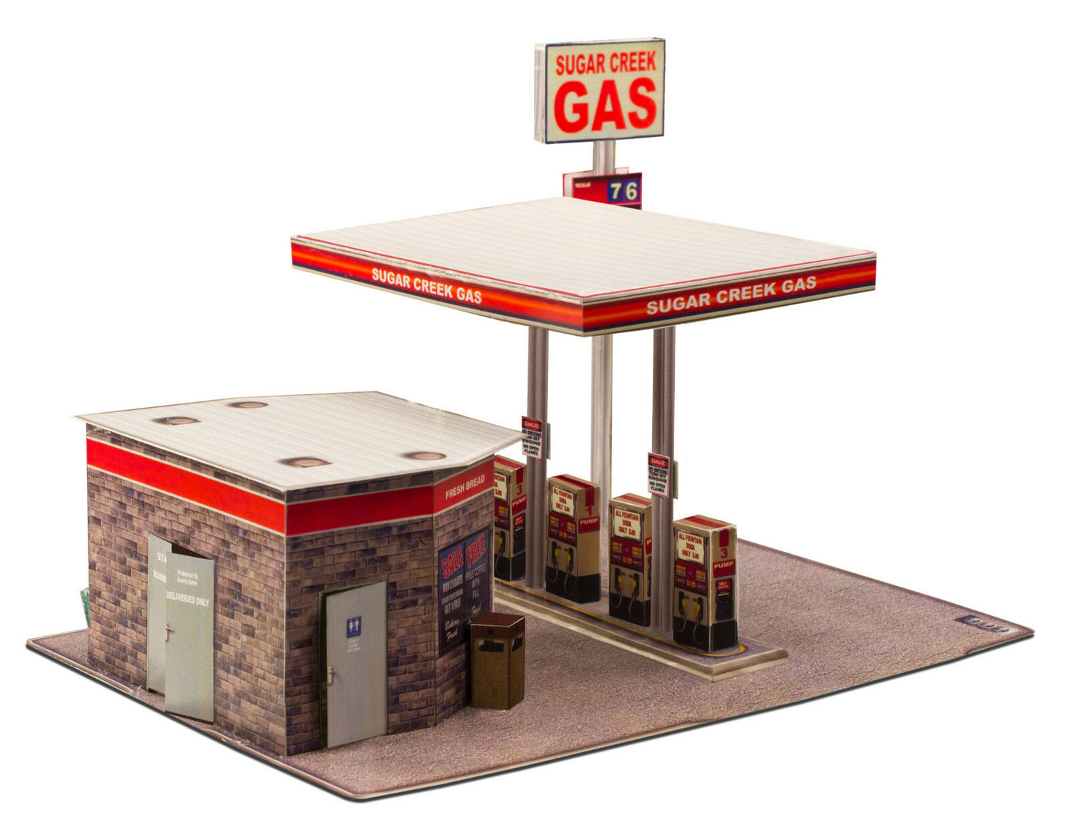 BK 8711 1:87 Scale "Gas Station & Fire Department" Photo Real Scale Building Kit