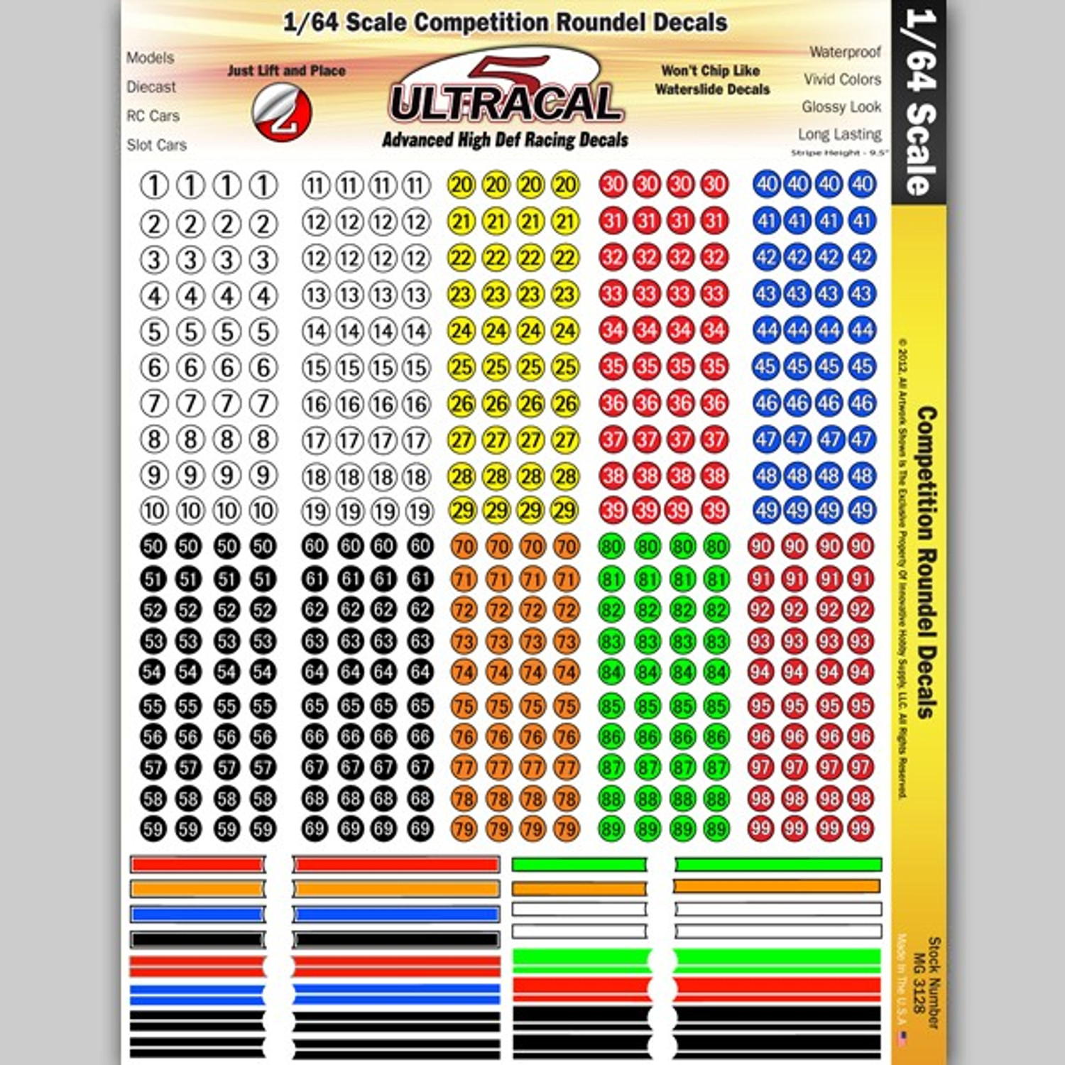MG 3128 Ultracal Racing Competition Roundel Decals 1:64 HO Scale