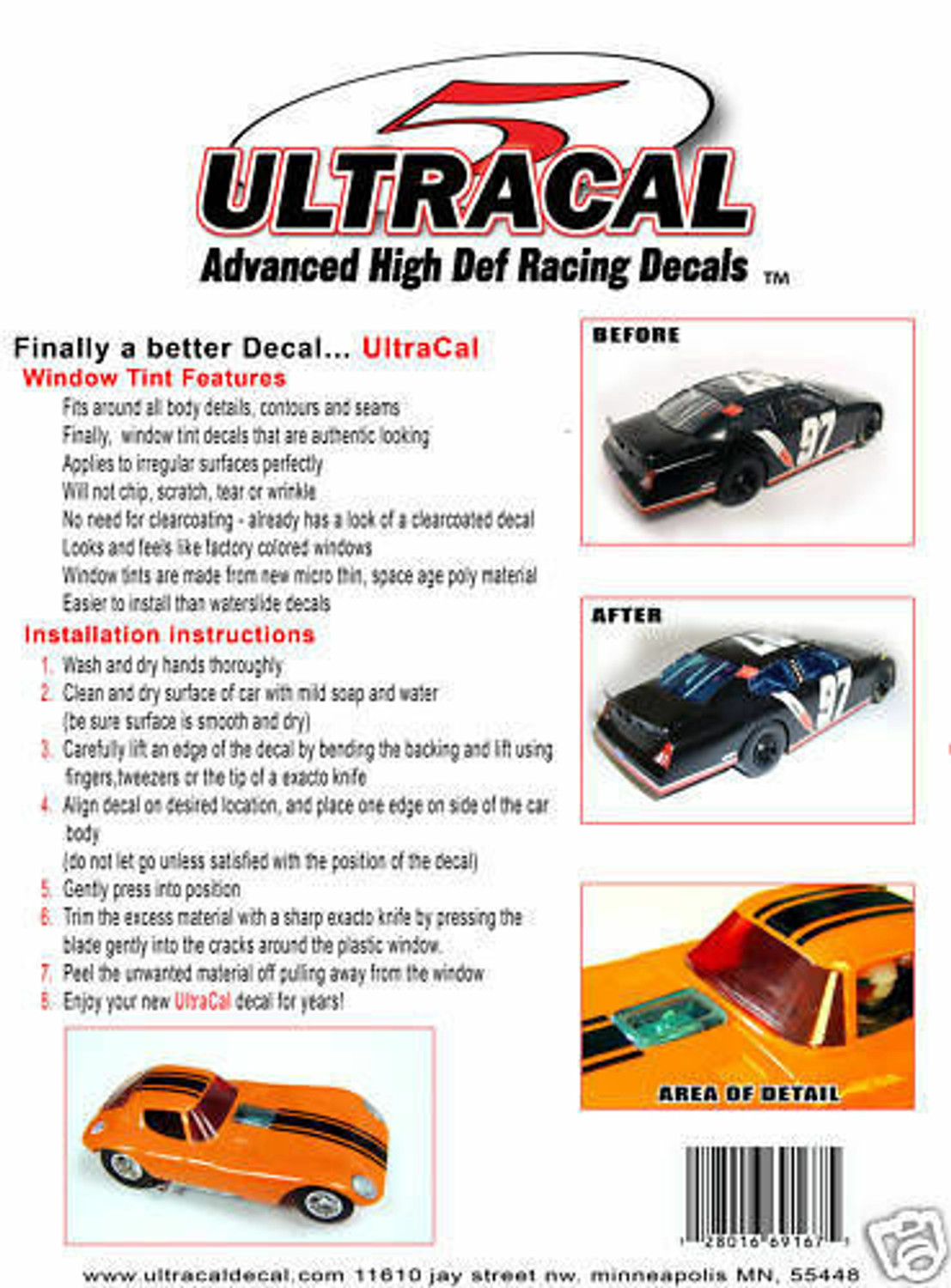 MG 3305 Ultracal Window Tint Decals for 1:32 Scale Applications