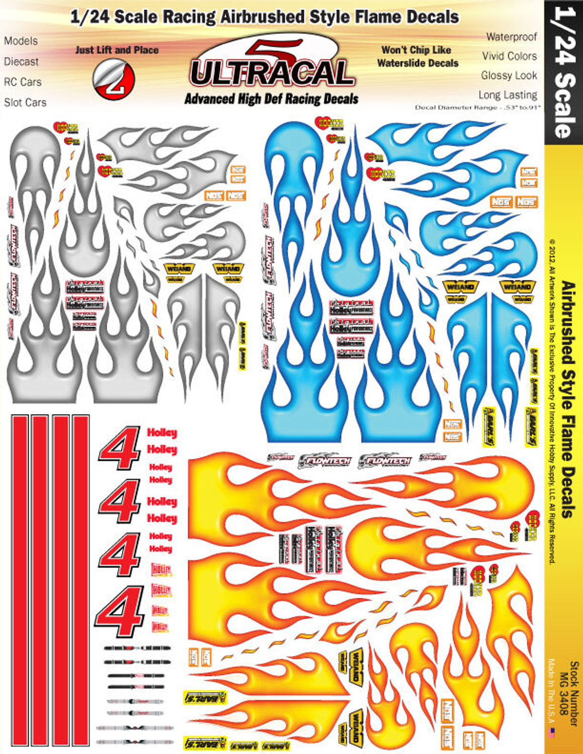 MG 3408 Ultracal Decals - Airbrushed Style Flames Decals