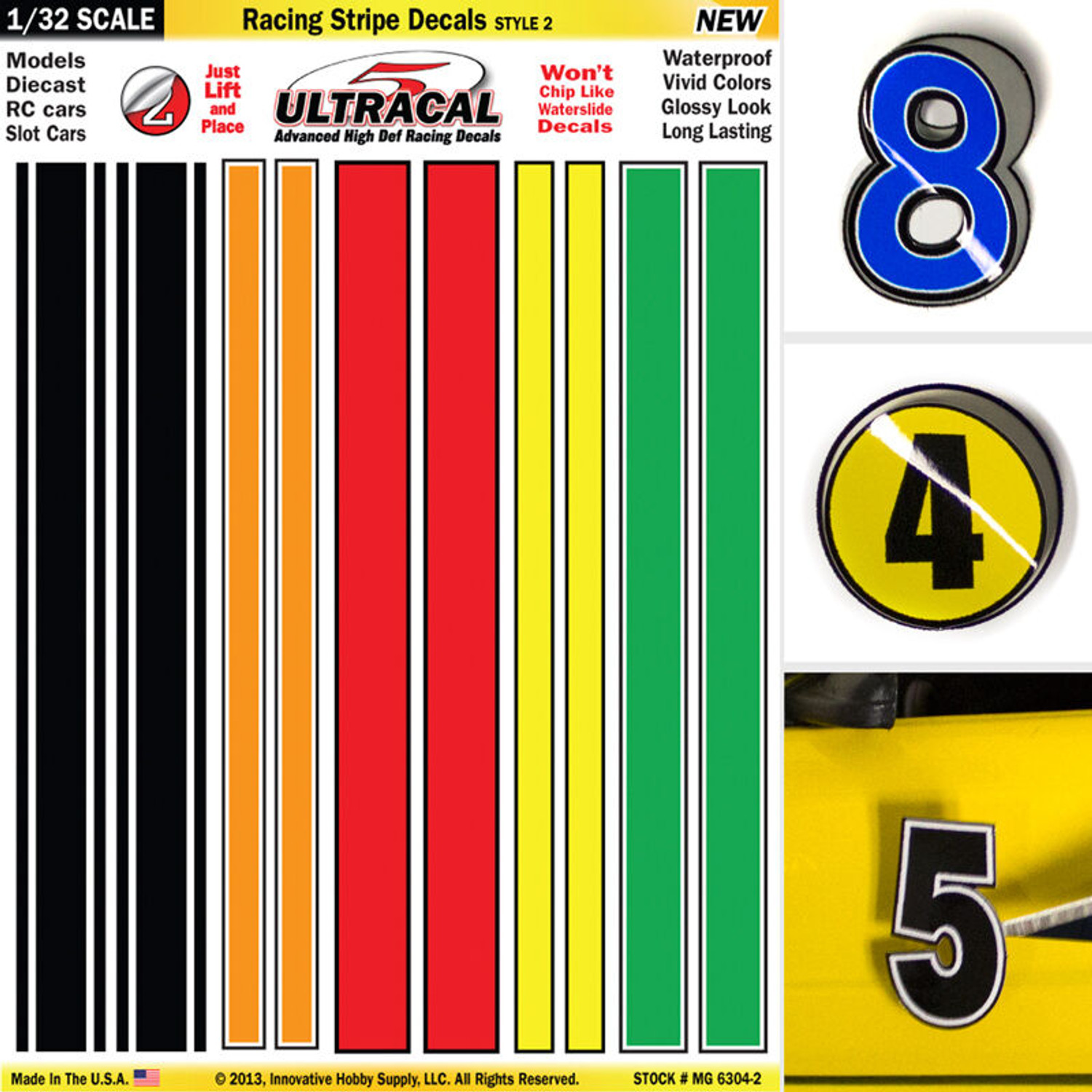 MG 6304-2 Ultracal Racing Stripe Style 2 Decals 1:32 Scale