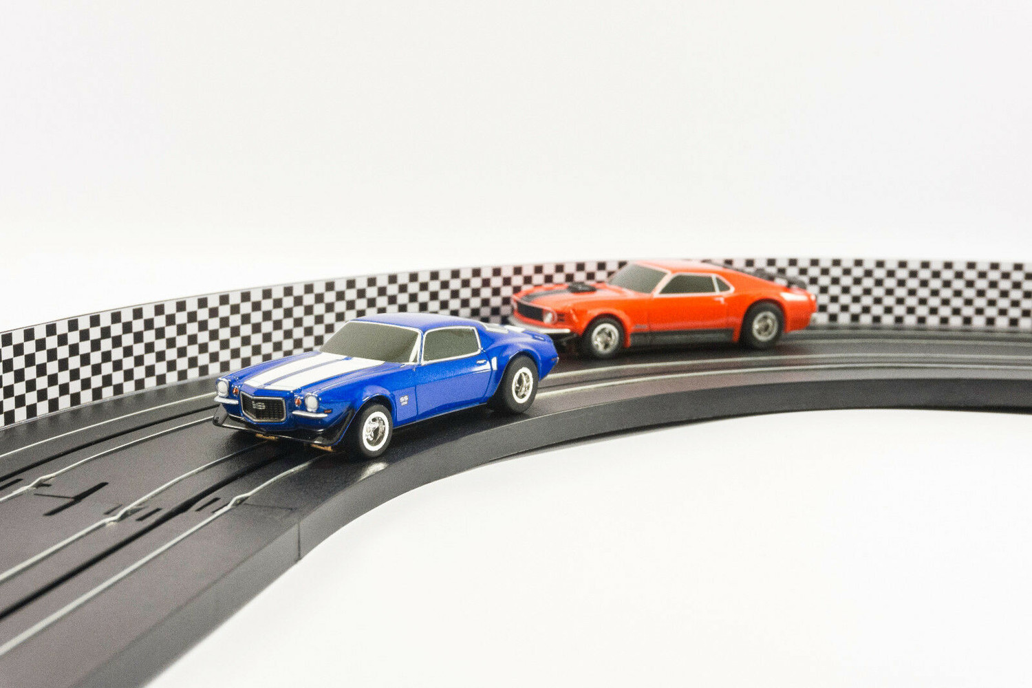 PL 5051 AFX Slot Car Guard Rail Set - PhotoReal FITS: Aurora, Model Motoring FITS: 1/64 & 1/43 Scale -Style 5 White Checker Board