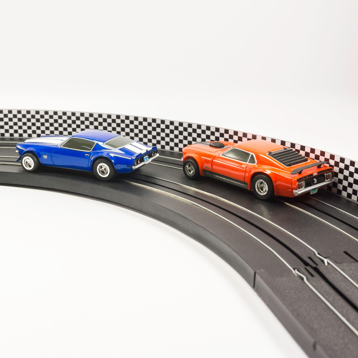 PL 5051 AFX Slot Car Guard Rail Set - PhotoReal FITS: Aurora, Model Motoring FITS: 1/64 & 1/43 Scale -Style 5 White Checker Board