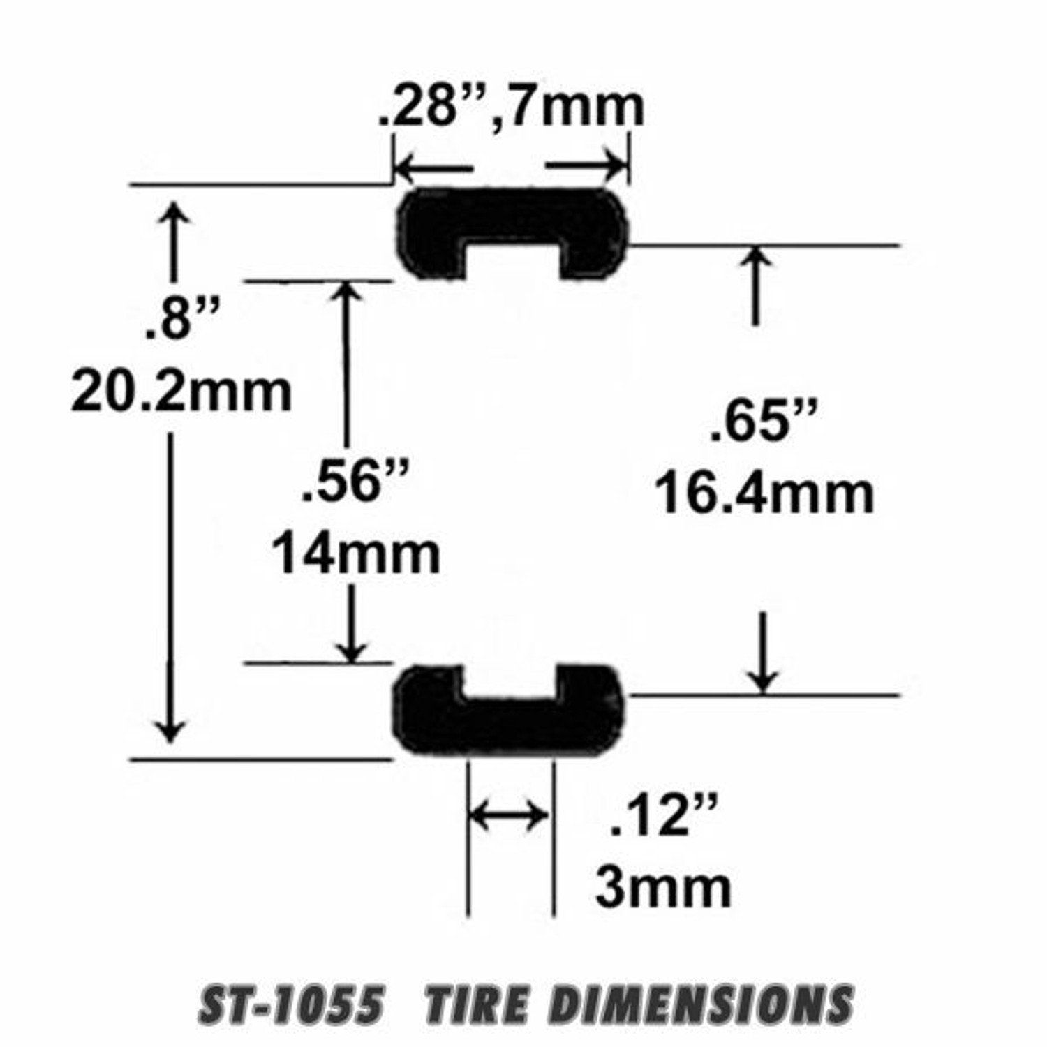 ST 1055 1/32 Scale Slot Car Tire for Ninco Classics, Austin Healy, Ferrari 166M, and other applications