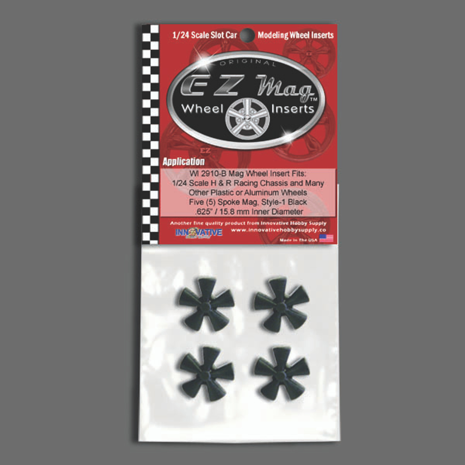 WI-2910-B Black Five Spoke Classic Mag EZ Mag Wheel Inserts