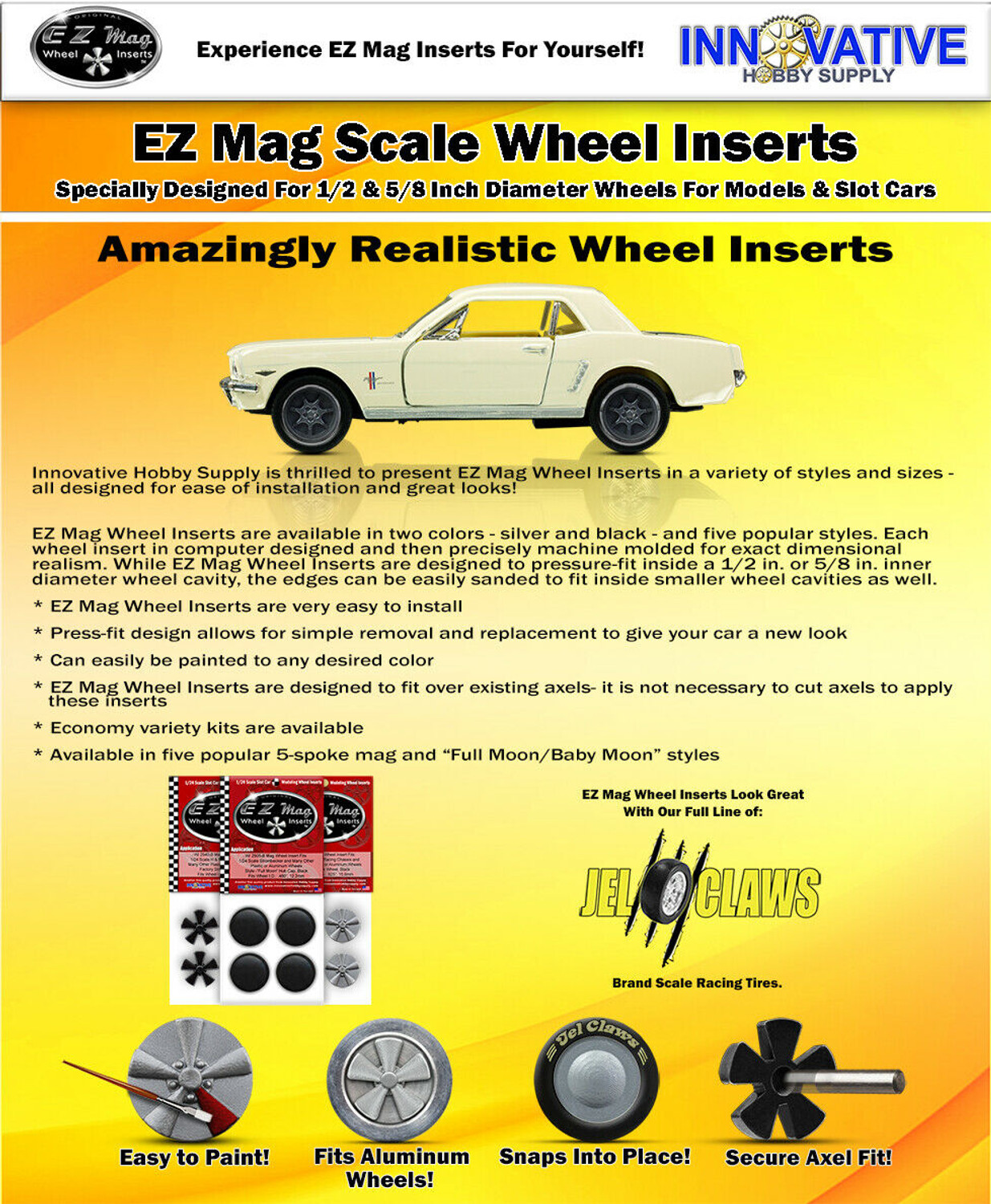 WI-2911-B Black Classic Five Spoke "Keystone" Style EZ Mag Wheel Inserts