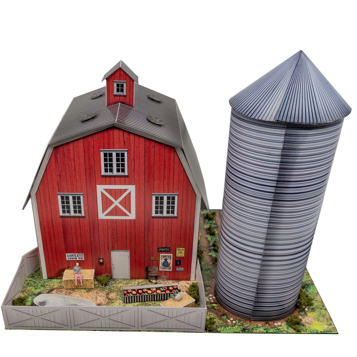 BK 6455 1:64 Scale "Red Barn and Silo" Photo Real Scale Building Kit