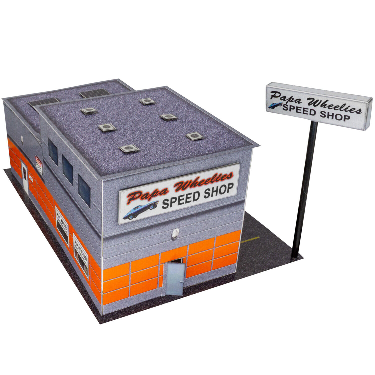 BK 6451 1:64 Scale "Papa Wheelies Speed Shop" Photo Real Scale Building Kit