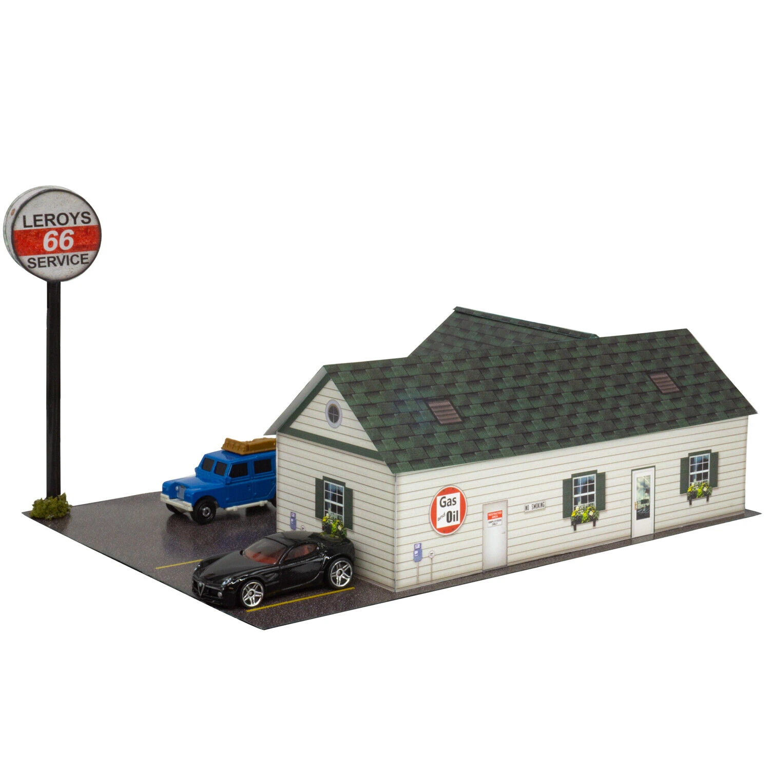 BK 6447 1:64 Scale "Leroy's Gas Station" Photo Real Scale Building Kit
