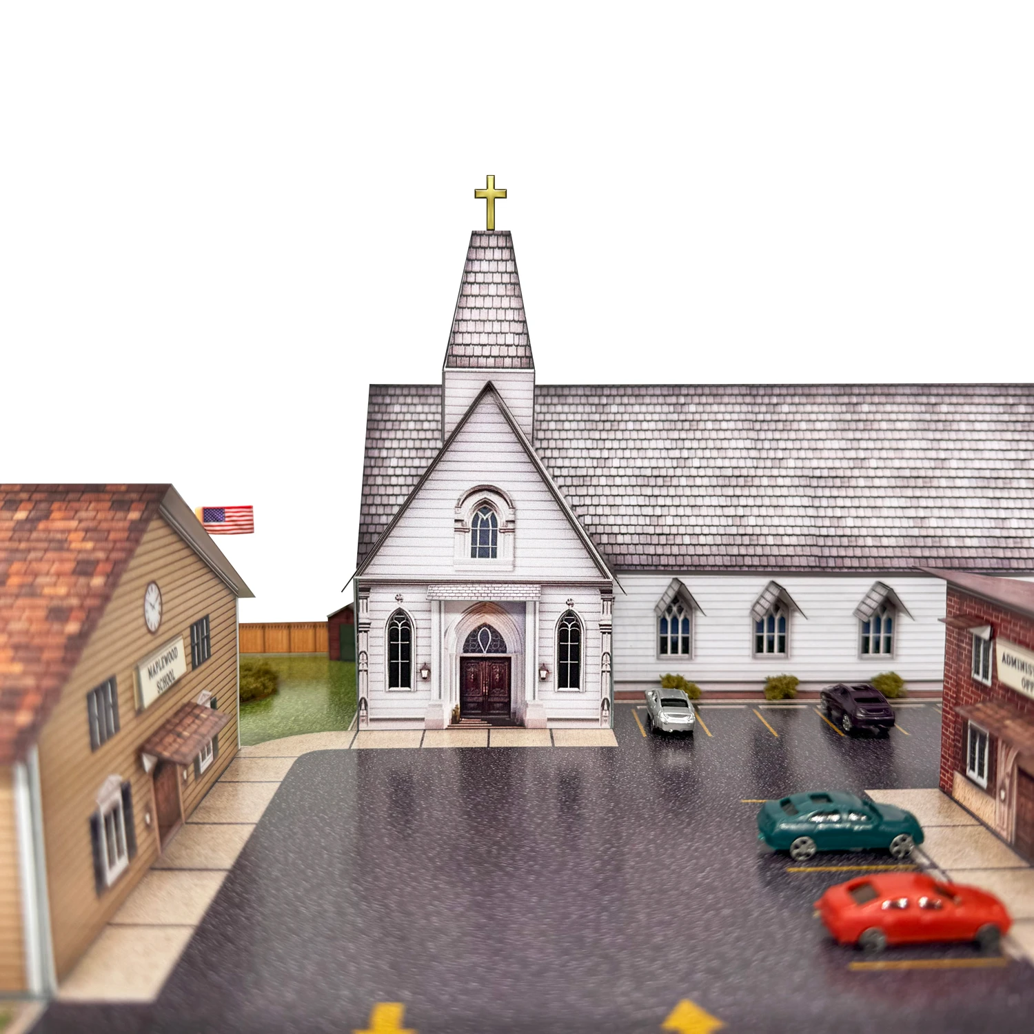 BK 2108 1:160 Scale Church and School Photo Real Scale Building Kit
