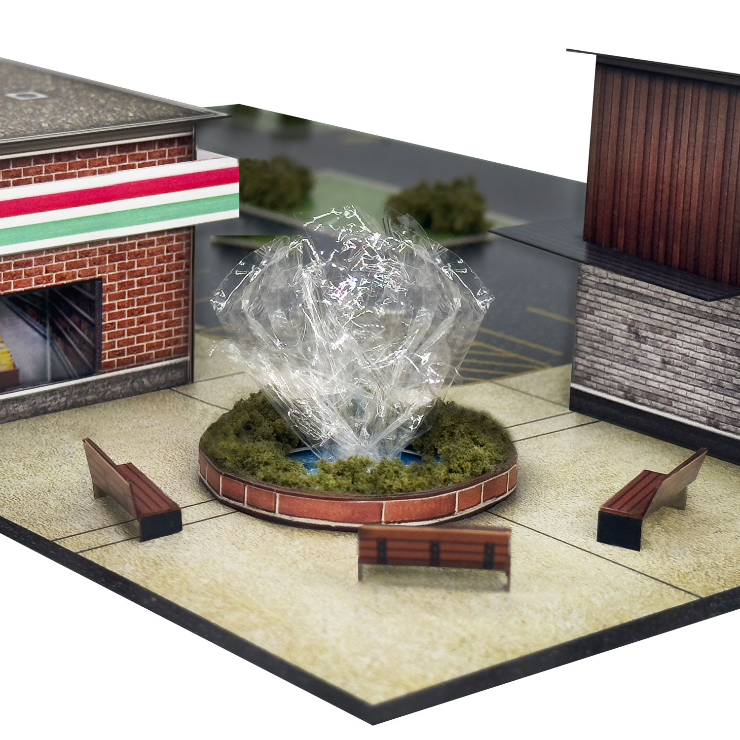 BK 2112 1:160 Scale Convenience Store and Coffee Shop Photo Real Scale Building Kit