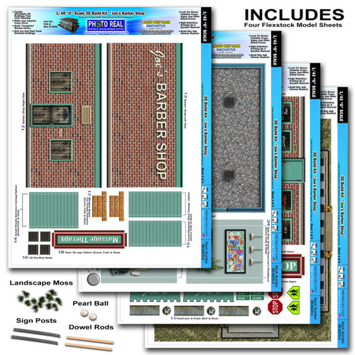 BK 4809 1:48 Scale "Barber Shop" Photo Real Scale Building Kit