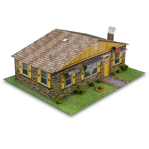 BK 4812 1:48 Scale "Sandstone Brick Rambler House" Photo Real Scale Building Kit