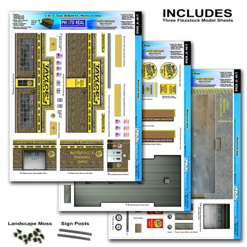 BK 6401 1:64 Scale "Motorcycle Shop" Photo Real Scale Building Kit