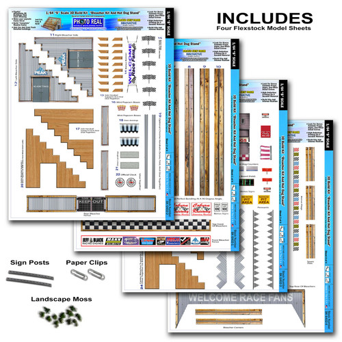 BK 6402 1:64 Scale "Bleacher Kit & Hot Dog Stand" Photo Real Scale Building Kit
