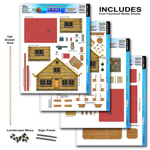 BK 6416 1:64 Scale "Log Cabin" Photo Real Scale Building Kit