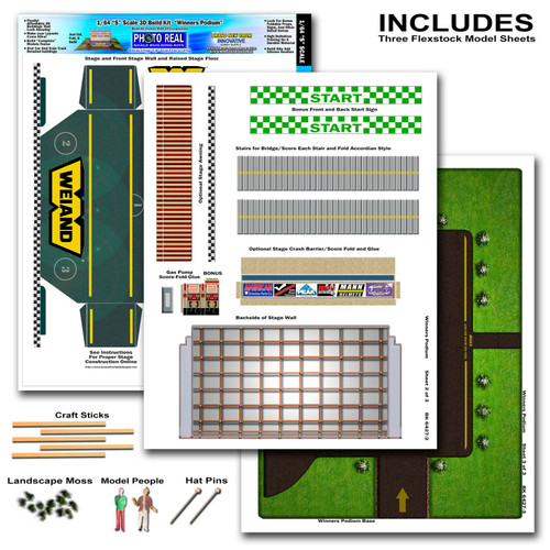 BK 6427 1/64 Slot Car HO "Winners Podium" Photo Real Fits Aurora AFX race tracks