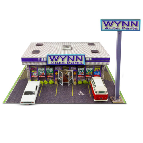 BK 6435 1/64 Slot Car HO Wynn Auto Parts Store Photo Real Kit Model Diorama Scenery