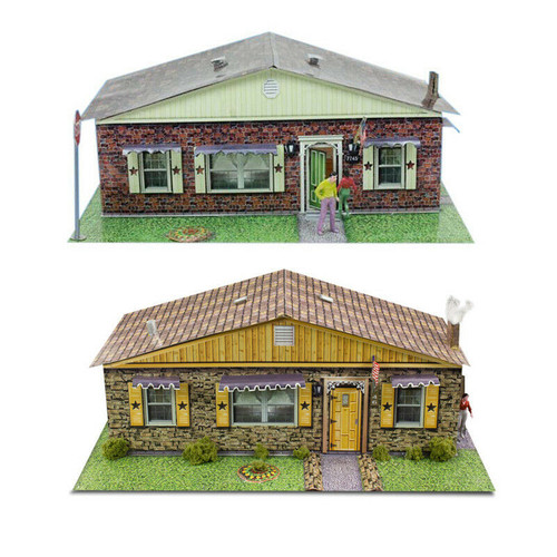 BK 8700 1:87 Scale "Sandstone & Brick Rambler Houses" Photo Real Scale Building Kit
