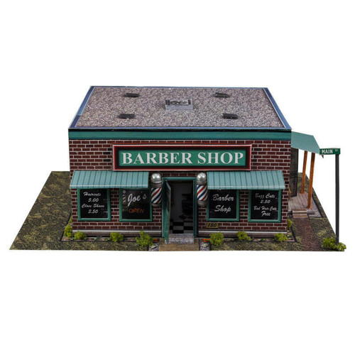 BK 8704 1:87 Scale "Motorcycle Shop  &  Barber Shop" Photo Real Scale Building Kit