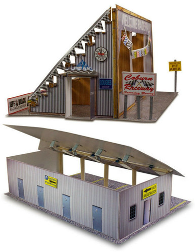 BK 8712 1:87 Scale "Four Stall Pit Garage & Bleachers" Photo Real Scale Building Kit