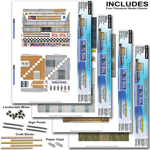 BK 8712 1:87 Scale "Four Stall Pit Garage & Bleachers" Photo Real Scale Building Kit