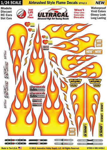 MG 6408-2 Ultracal Airbrushed Style Flame Style 2 Decals 1:24 Scale