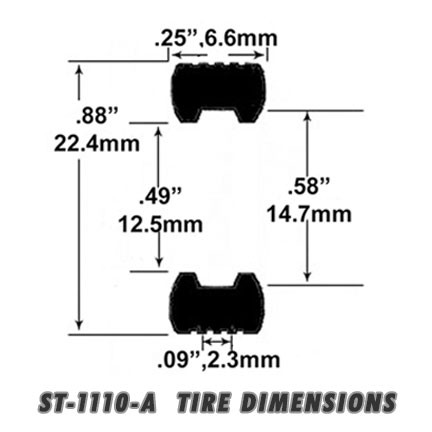 ST 1110-A 1/32 Scale Slot Car Tire for Aston Martin DBR 1 - Front and Rear