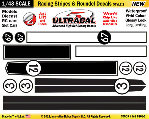 MG 6203-2 UltraCal Stripes & Roundel Decals Style 2 1:43 Scale