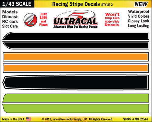 MG 6204-2 UltraCal Racing Stripe Decals Style 2 1:43 Scale