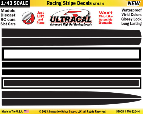 MG 6204-4 UltraCal Racing Stripe Decals Style 4 1:43 Scale
