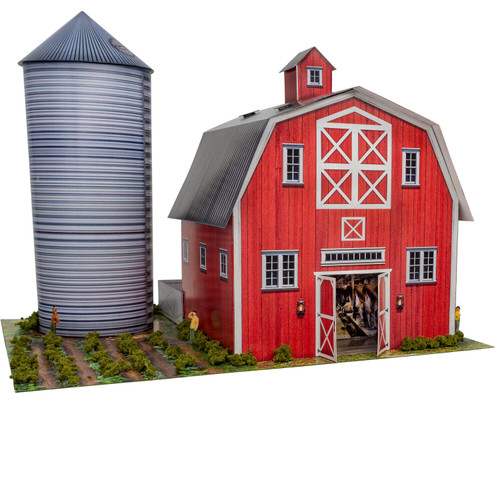 BK 6455 1:64 Scale "Red Barn and Silo" Photo Real Scale Building Kit